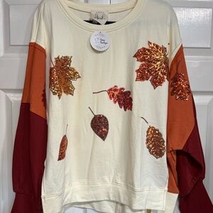 Fantastic Fawn Women's Fall/Thanksgiving Long Sleeve Top Size Medium NWT